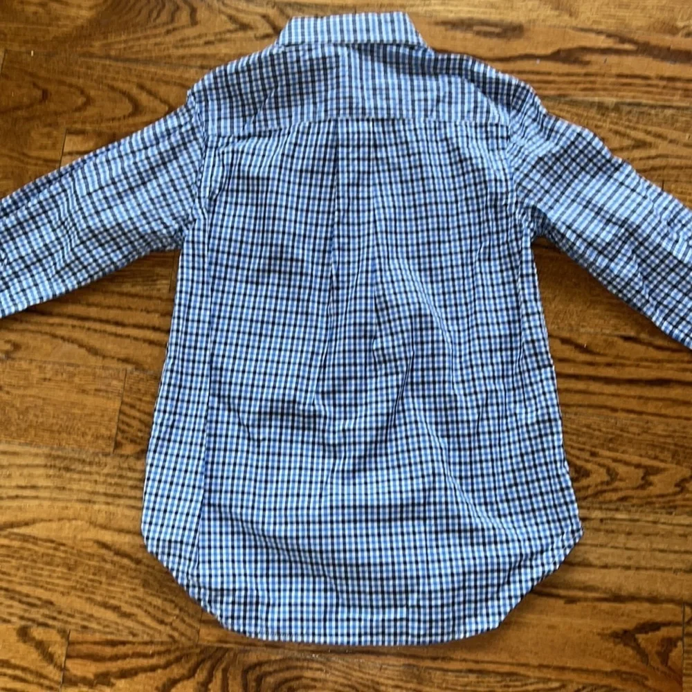 Ralph Lauren boys long sleeved Navy/sky blue & white button down shirt size 8